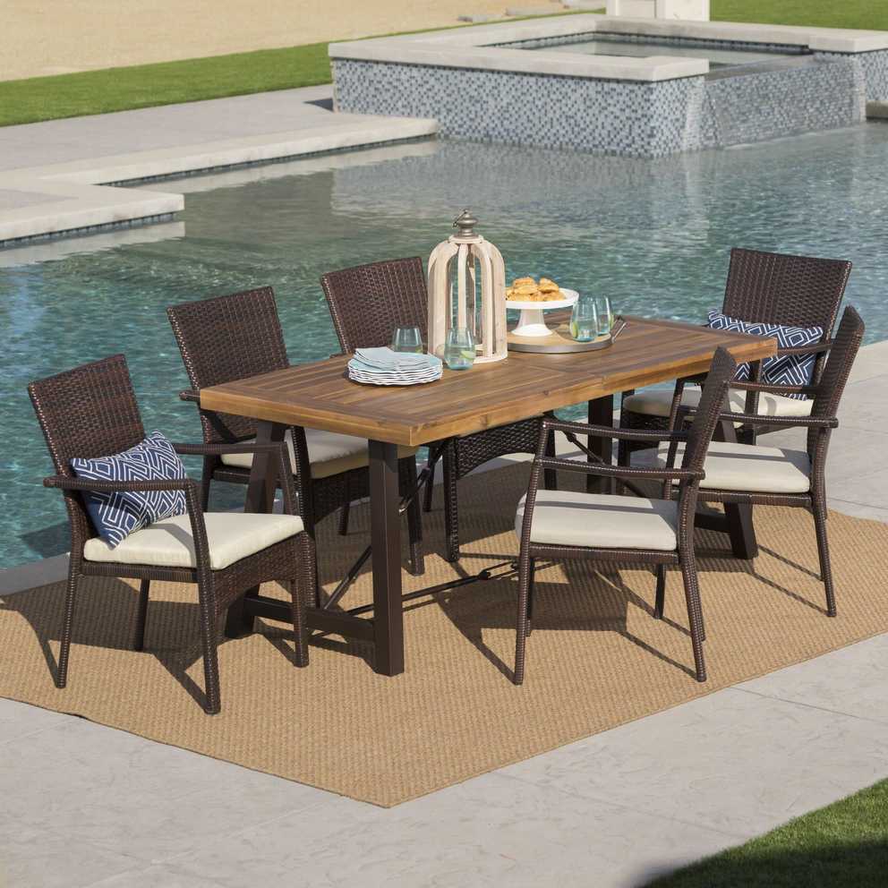 Featured Photo of 7 Pieces Teak Outdoor Dining Sets