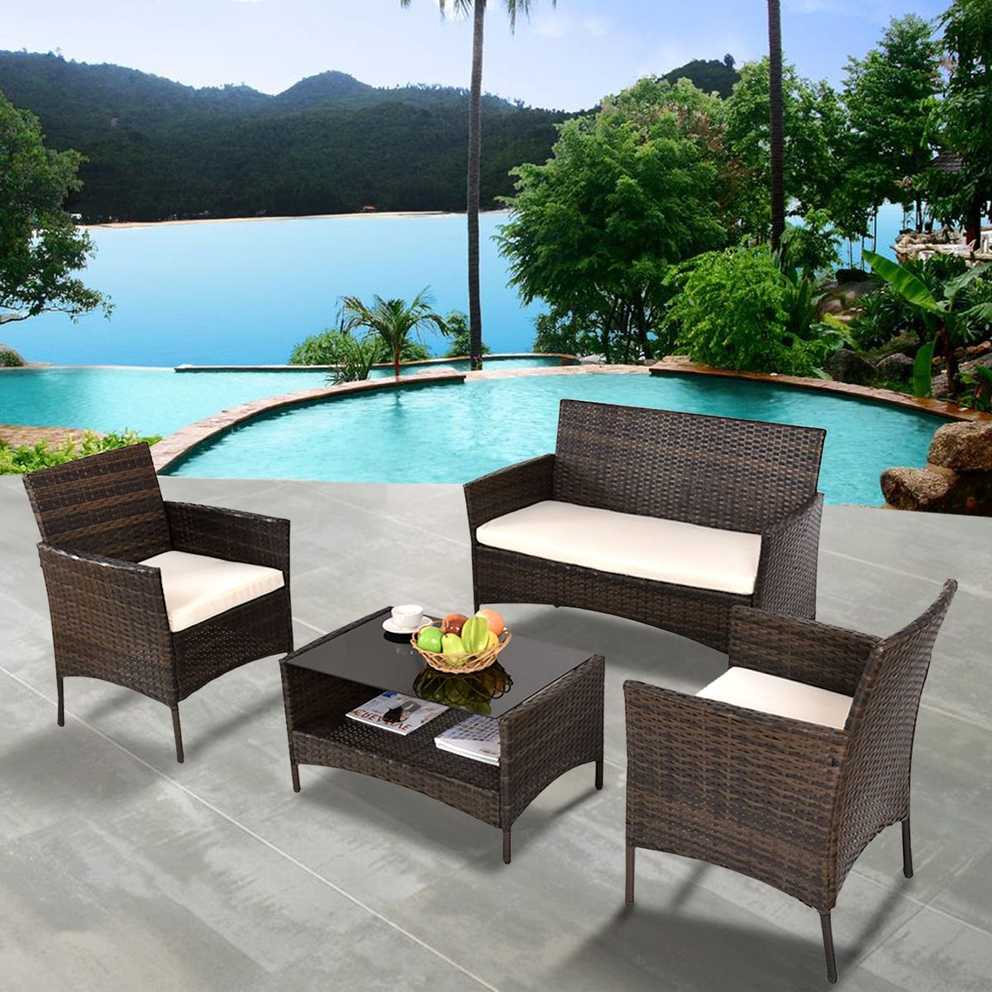Featured Photo of Wicker Beige Cushion Outdoor Patio Sets
