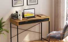 Natural Wood and White Metal Office Desks