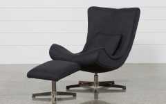 Amala Dark Grey Leather Reclining Swivel Chairs