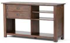 Distressed Brown Wood 2-tier Desks