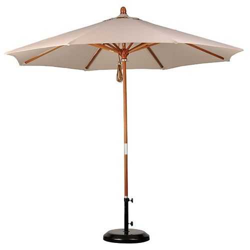 9' Wood Market Umbrella – Pacifica Fabric With Current Market Umbrellas (Photo 1 of 25)