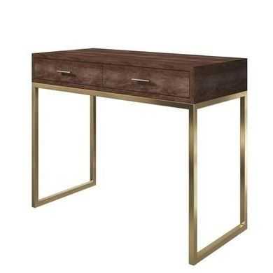 Featured Photo of Walnut Wood And Gold Metal Console Tables
