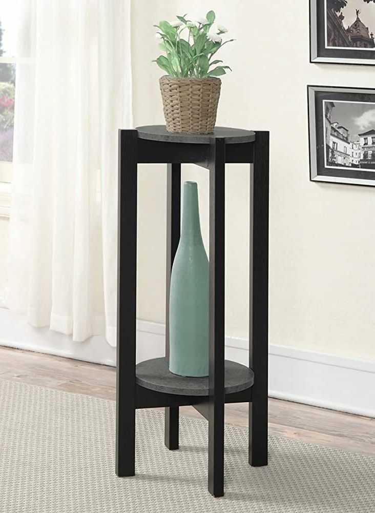 Most Recently Released Deluxe Plant Stands Pertaining To Amazon: Convenience Concepts Newport Deluxe Plant Stand, Faux Cement /  Black : Patio, Lawn & Garden (Photo 1 of 15)