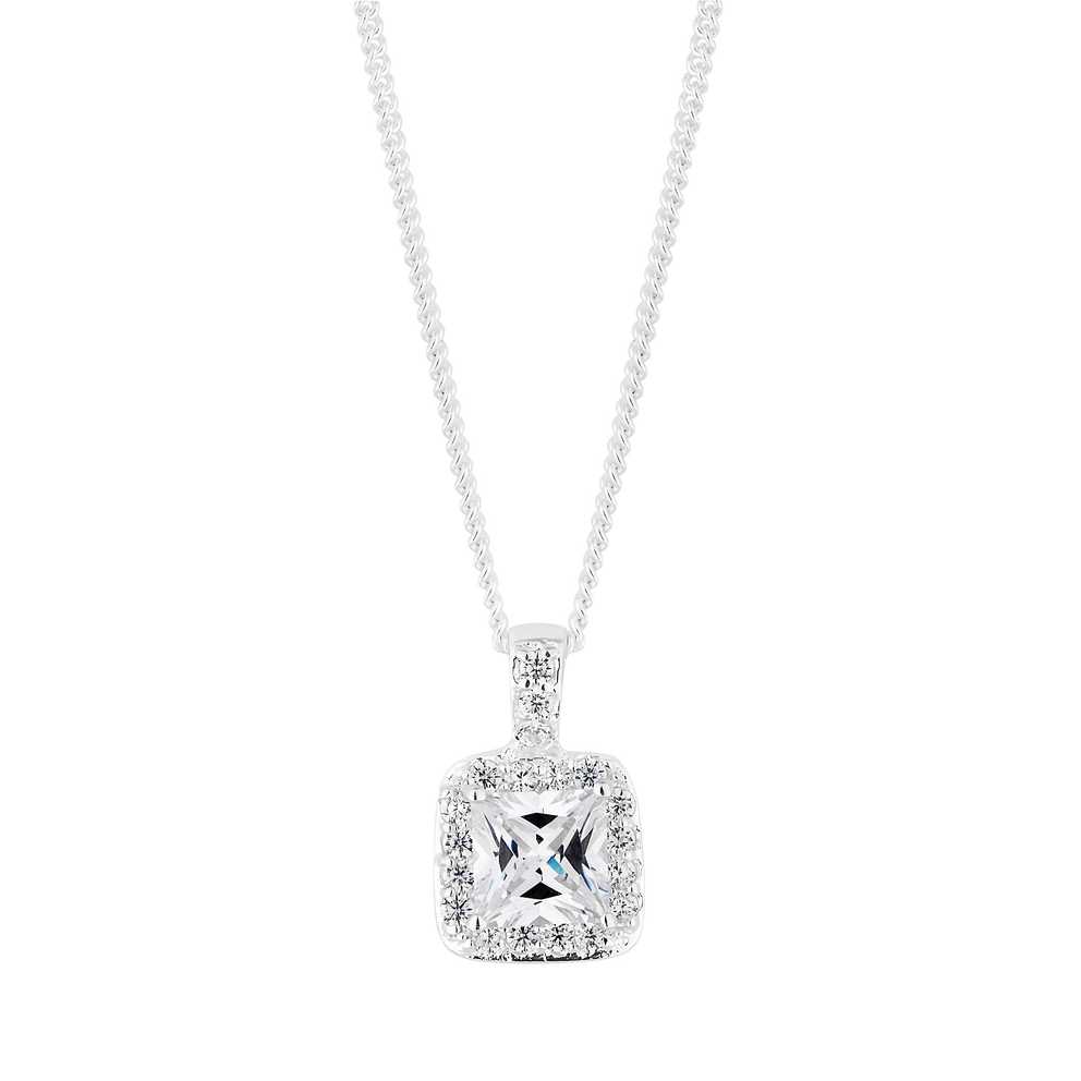 Featured Photo of Sparkling Square Halo Pendant Necklaces