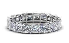 Certified Princess-cut Diamond Anniversary Bands in White Gold