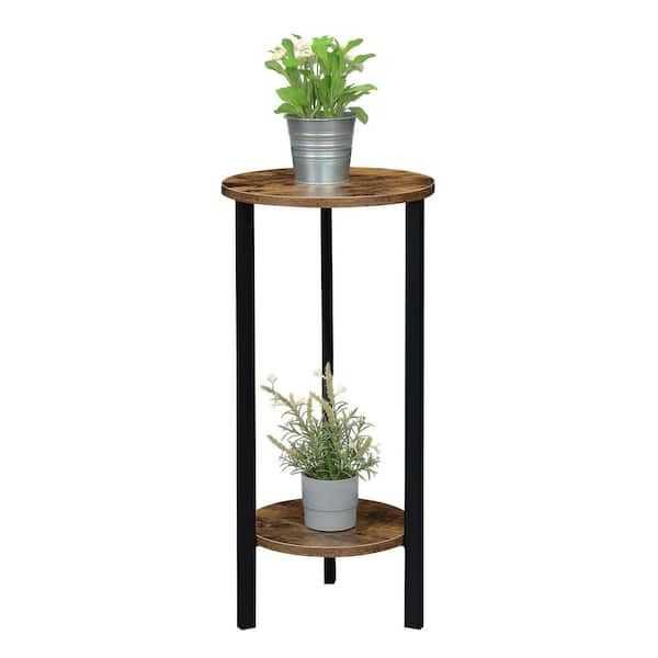 Popular Convenience Concepts Graystone 31.5 In. H Barnwood/black High Round Particle  Board Indoor Plant Stand R4 0669 – The Home Depot In Particle Board Plant Stands (Gallery 1 of 15)