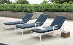 Chaise Lounge Chairs in White with Navy Cushions
