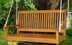 2-person Light Teak Oil Wood Outdoor Swings