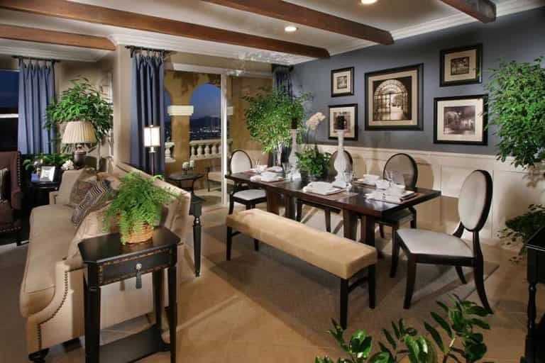 Featured Image of Deluxe Rustic Dining Room And Living Room In Open Space