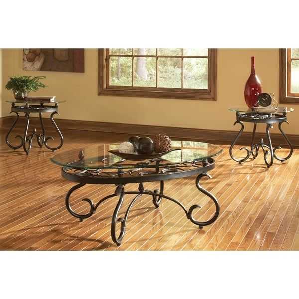 Featured Image of Gracewood Hollow Fishta Antique Brass Metal Glass 3 Piece Tables