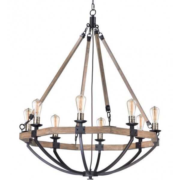 Featured Image of Weathered Oak And Bronze 38 Inch Eight Light Adjustable Chandeliers
