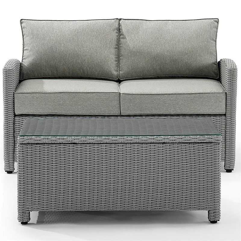 Crosley Bradenton 2 Piece Wicker Patio Sofa Set In Gray – Ko70025Gy Gy Intended For 2 Piece Outdoor Wicker Sectional Sofa Sets (Photo 13 of 15)