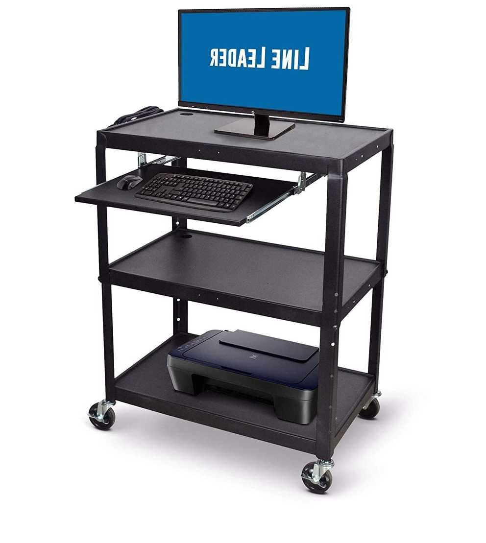 Featured Photo of Large Rolling Tv Stands On Wheels With Black Finish Metal Shelf