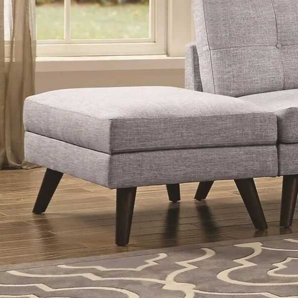 Featured Photo of Beige And Light Gray Fabric Pouf Ottomans