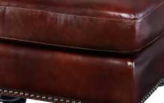 Weathered Ivory Leather Hide Pouf Ottomans