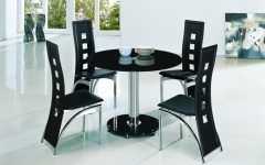 Round Black Glass Dining Tables and Chairs