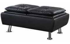 Black Faux Leather Ottomans