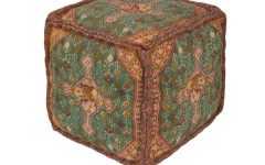 Dark Red and Cream Woven Pouf Ottomans