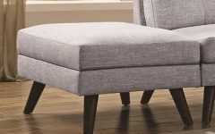 Beige and Light Gray Fabric Pouf Ottomans
