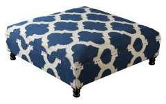 Ivory and Blue Ottomans