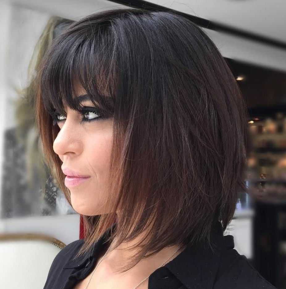 Featured Photo of Brunette Feathered Bob Hairstyles With Piece Y Bangs