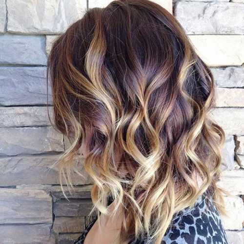 Brunette To Mauve Ombre Hairstyles For Long Wavy Bob (Photo 13 of 20)