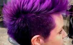 Faux-hawk Fade Haircuts with Purple Highlights