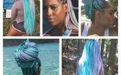 Long Braids with Blue and Pink Yarn