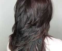 Shiny Black Haircuts with Flicked Layers