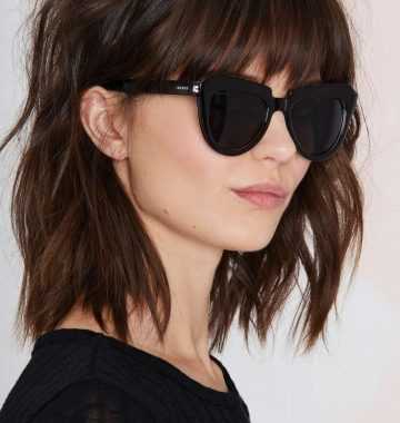 Medium Haircuts with Bangs and Glasses