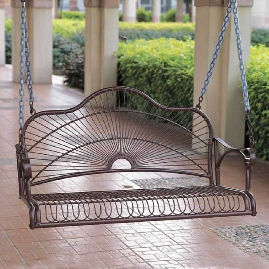 Featured Photo of 2 Person Hammered Bronze Iron Outdoor Swings