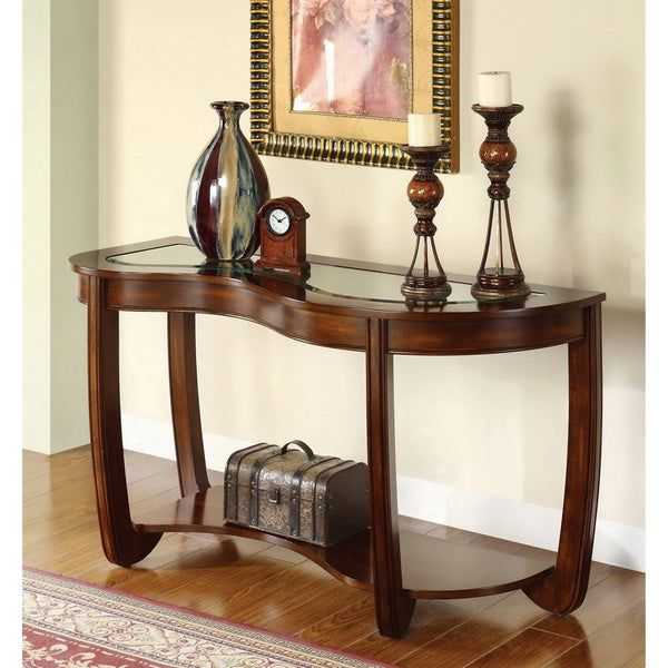 Furniture Of America Curve Dark Cherry Beveled Glass Top Regarding Most Up To Date Dark Coffee Bean Console Tables (Gallery 9 of 10)