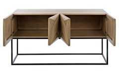 Walnut Wood and Gold Metal Console Tables