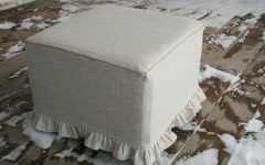 White and Light Gray Cylinder Pouf Ottomans