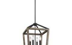 Weathered Oak Wood Lantern Chandeliers