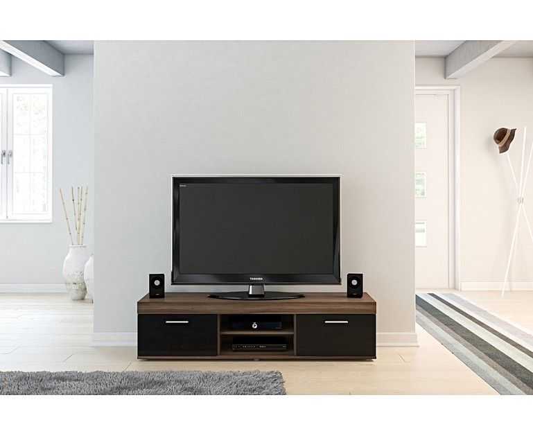 Featured Photo of Walnut And Black Gloss Tv Unit