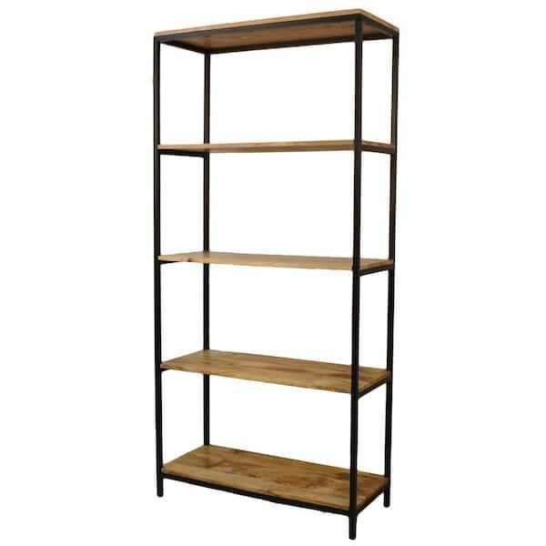 Carolina Cottage 72 In. Natural/black Metal 5 Shelf Etagere Bookcase With  Open Back Cf7234nmngtbk – The Home Depot Inside Textured Black Bookcases (Gallery 8 of 15)