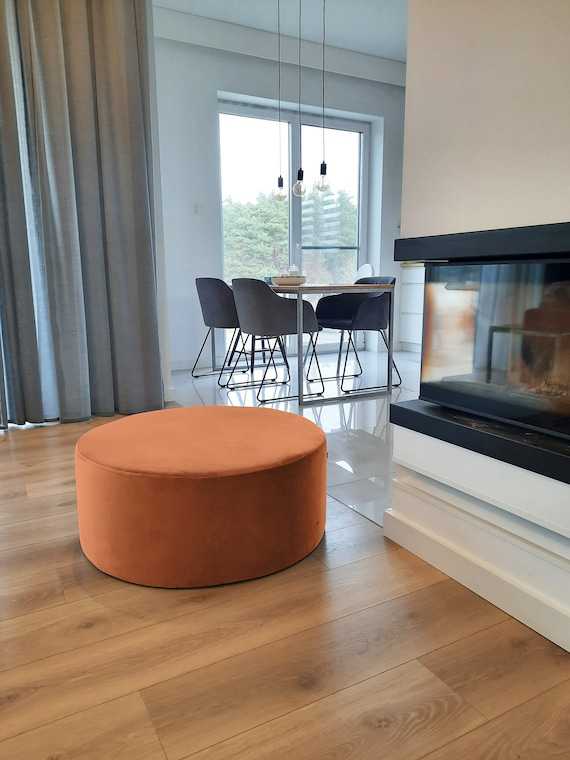 Modern Terracotta Ottoman Velvet Mint Pastel Pouf Circle – Etsy Inside Terracotta Ottomans (Gallery 5 of 15)