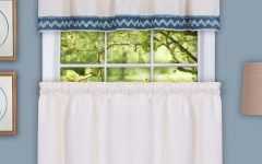 Class Blue Cotton Blend Macrame Trimmed Decorative Window Curtains