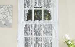 White Knit Lace Bird Motif Window Curtain Tiers