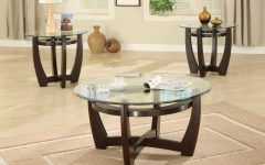 Small Round Glass and Wood Coffee Table