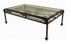 Iron Coffee Table with Glass Top