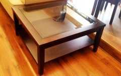 Square Coffee Table with Glass Top Storage