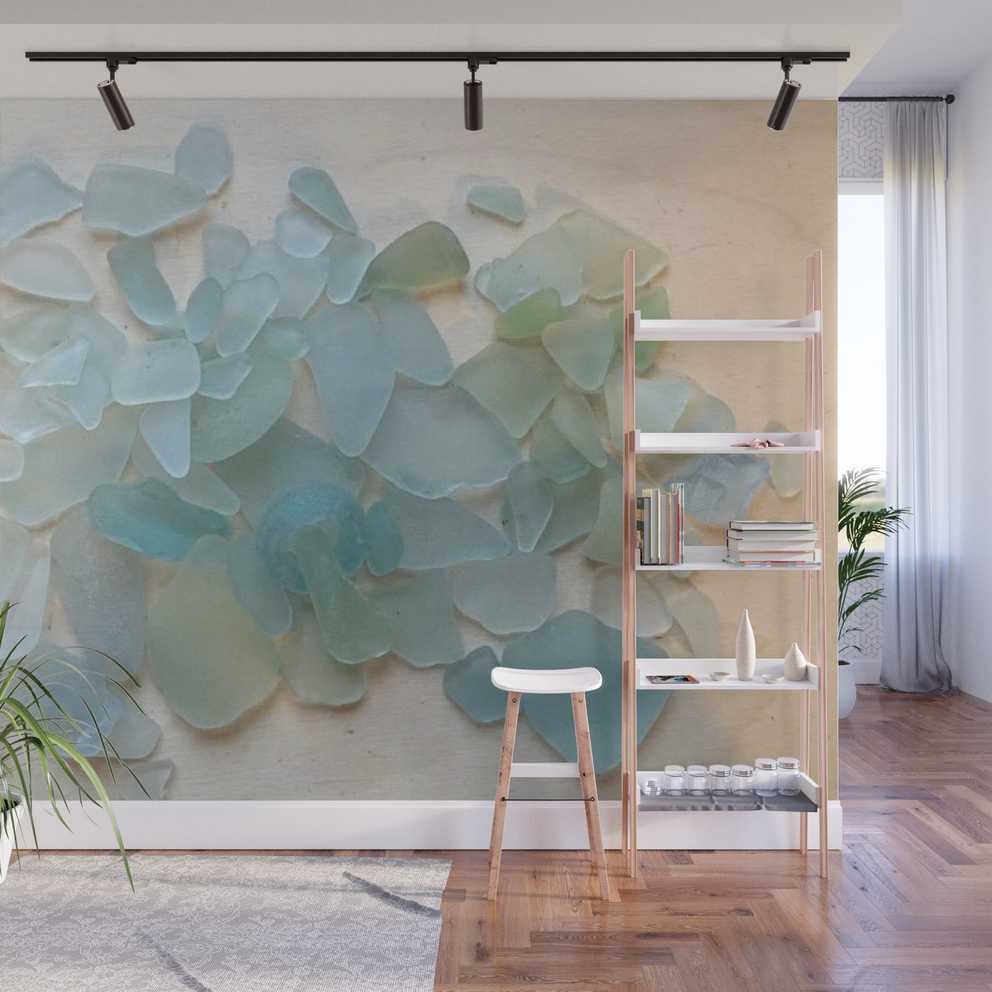 Ocean Hue Sea Glass Wall Muralcoastal Whims | Society6 Within Ocean Hue Wall Art (Photo 1 of 15)
