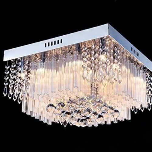 Crystal Square Modern Ceiling Light Fixture (Photo 6 of 15)