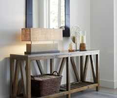 Natural Wood Mirrored Media Console Tables