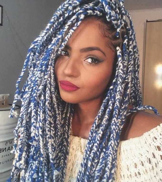 Featured Photo of Blue Twisted Yarn Braid Hairstyles For Layered Twists