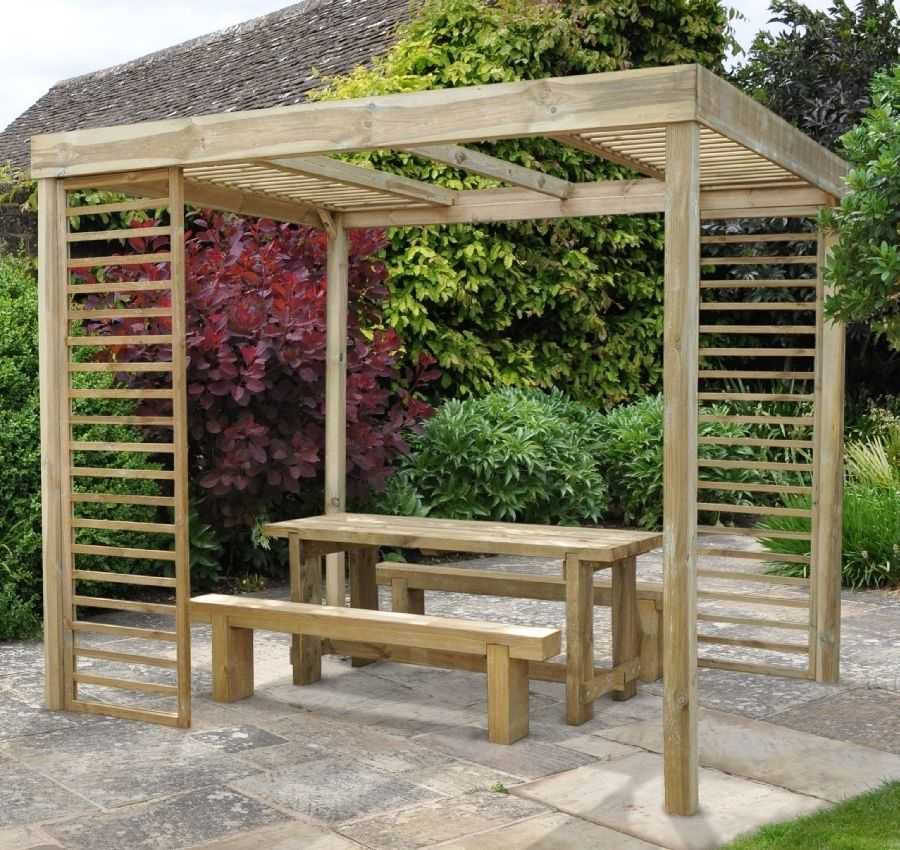 Garden Pergola ~ Contemporary Structure With Slatted Panels … Within Modern Portable Gazebo (Gallery 17 of 25)