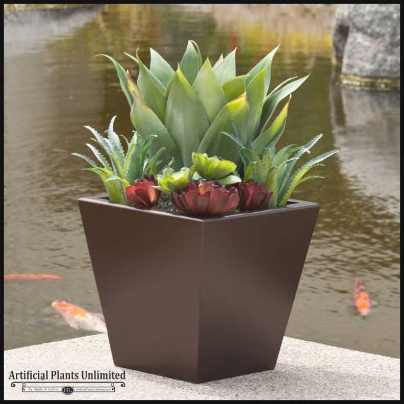 24in. Urban Chic Planter With Artificial Agave And Assorted … Inside Artificial Potted Plants For Outdoors (Gallery 25 of 25)